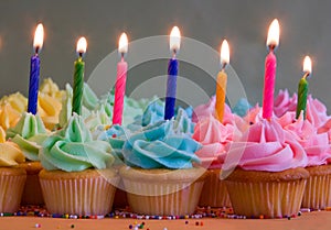 Birthday cupcakes with candles