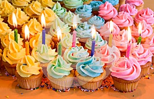 Birthday cupcakes with candles