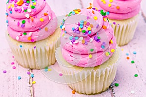 Birthday Cupcakes with Pink Frosting