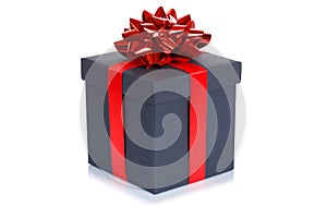 Birthday gift christmas present black box isolated on white background