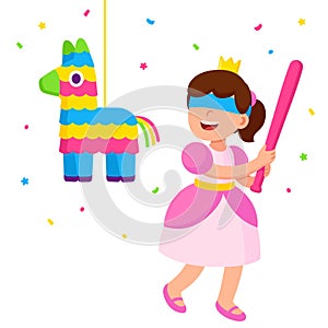 Birthday girl hitting pinata