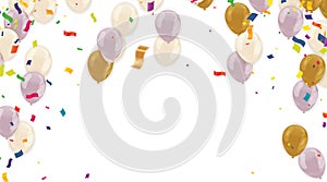 Birthday greeting , Balloons gold and white, Background Card Template Glossy Helium Vector Illustration EPS10