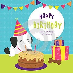 Birthday greeting card with cute dogs