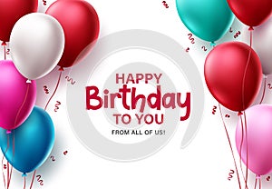 Birthday greeting card vector background design. Happy birthday text in white space