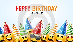 Birthday happy smile greeting card. Vector birthday background 3d colorful character design
