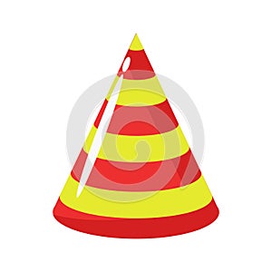 Birthday hat. Paper cap holiday icon isolated on white background and party celebration. Funny colorful object for carnival and