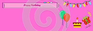 Birthday illustration on pink background