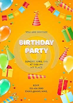 Birthday invitation card template for children party