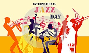 Birthday invitation teFlat international jazz day background vectormplate, birthday card in flat style