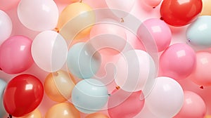 Birthday party background featuring a border of vibrant balloons, Setting the scene for a festive celebration. Ai Generated