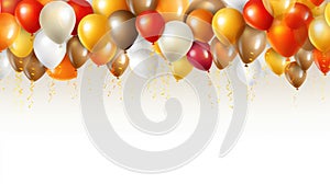 Birthday party background featuring a border of vibrant balloons, Setting the scene for a festive celebration. Ai Generated