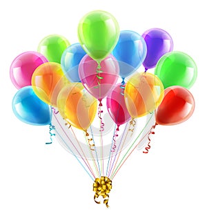 Birthday or party balloons and bow