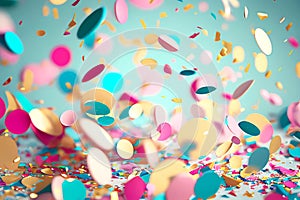 Birthday party confetti background. Generative ai