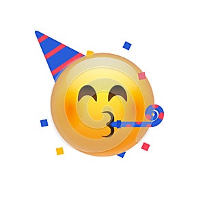 Birthday party emoji celebrate emoticon. Happy birthday face hat emoji