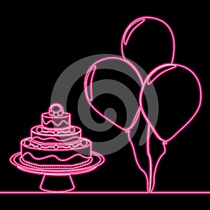 Birthday Party Happy Promotion icon neon glow concept