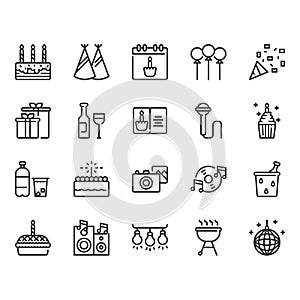 Birthday and Party icon set.Vector illustration