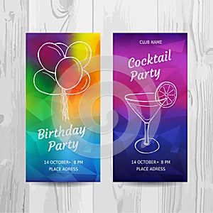 Birthday party invitation card. Cocktail party flyer.