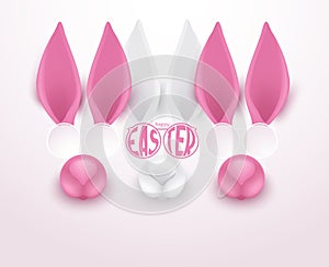 Easter bunnies. easter background . Funny vector bunnies fases with sunglasses photo
