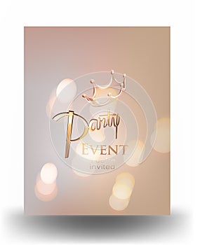 Luxury invitation beige card with unfocused lights. photo