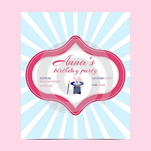 Birthday party invitation in circus style. Party