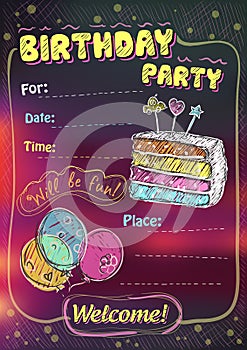 Birthday party invitation, copy space