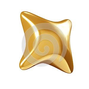 Birthday party popper golden confetti streamer star element 3d render illustration.