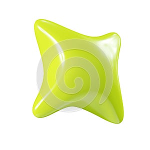 Birthday party popper green confetti streamer star element 3d render illustration.
