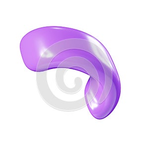 Birthday party popper purple confetti streamer element. 3d render illustration.