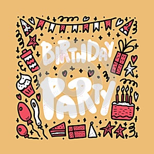 Birthday party poster set. Vector concept design.