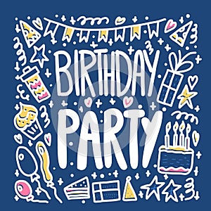 Birthday party poster. Vector design.