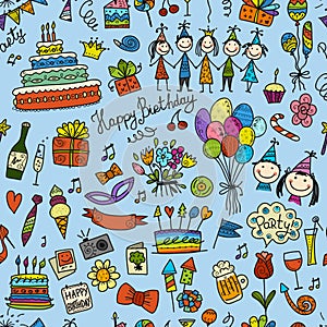 Birthday party, seamless pattern for your design