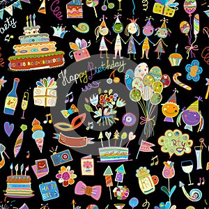 Birthday party, seamless pattern for your design