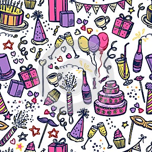 Birthday party time seamless pattern