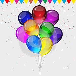 Birthday party vector background - realistic transparency balloons