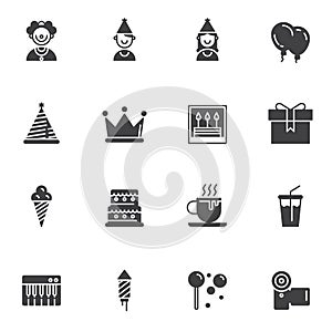 Birthday party vector icons set