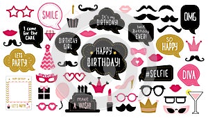 Birthday photo booth props set