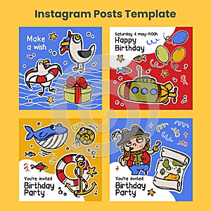BIRTHDAY PIRATE POST Design Cards Social Media Templates photo