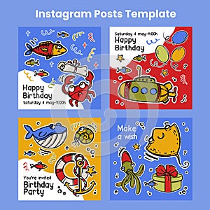 BIRTHDAY PIRATES Post Design Cards Social Media Templates photo