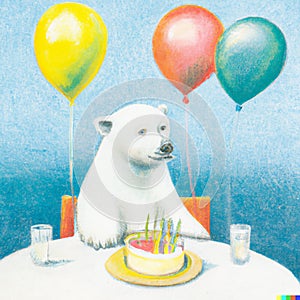 Birthday of the polar bear. pastel card