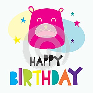 Birthday postcard design for children with animal theme