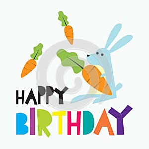 Birthday postcard design for children with animal theme