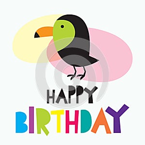 Birthday postcard design for children with animal theme