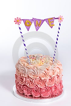 Birthday smash cake in white background