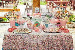 Birthday table with sweets for children party
