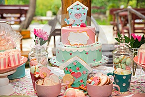 Birthday table with sweets for children party