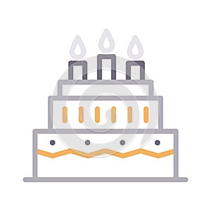 Birthday thin color line vector icon