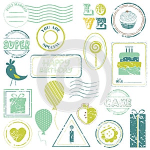 Birthday Vector Stamp Set