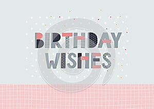 Birthday wishes celebrate lettering postcard