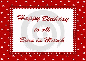 Birthday wishes to born in march with red color border