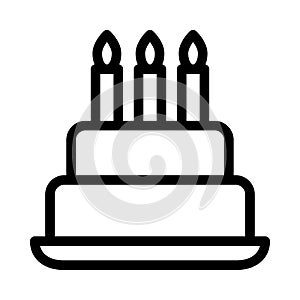 Birthdaycake  vector  thin   line icon